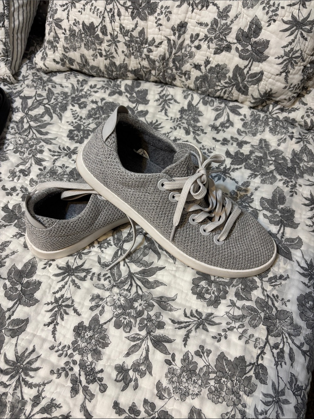 allbirds Grey Knit Lace-Up Sneakers